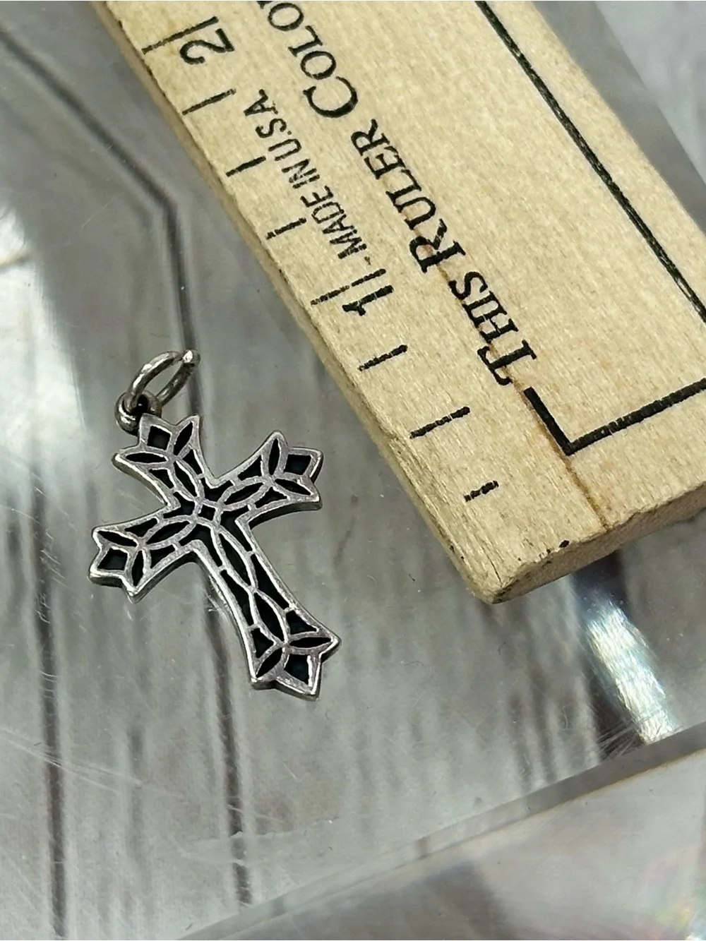 James Avery retired lattice Cross Pendant charm bracelet Sterling faith jewelry